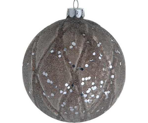 Καφέ Γυάλινη Χριστουγεννιάτικη Μπάλα 10cm (ΣΕΤ 4 ΤΜΧ)